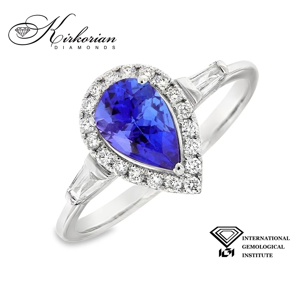 Годежен пръстен от бяло злато 18k с танзанит 1.10ct и диаманти 0.28ct IGI RT8 Годежен пръстен от бяло злато 18k с танзанит 1.10ct и диаманти 0.28ct IGI RT8