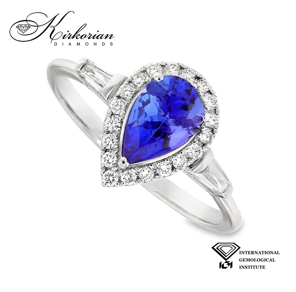 Годежен пръстен от бяло злато 18k с танзанит 1.10ct и диаманти 0.28ct IGI RT8 Годежен пръстен от бяло злато 18k с танзанит 1.10ct и диаманти 0.28ct IGI RT8