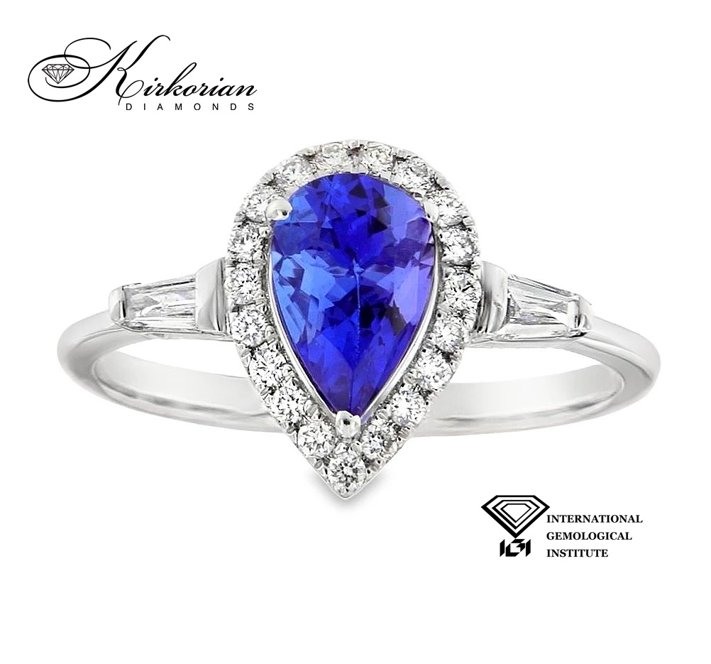 Годежен пръстен от бяло злато 18k с танзанит 1.10ct и диаманти 0.28ct IGI RT8 Годежен пръстен от бяло злато 18k с танзанит 1.10ct и диаманти 0.28ct IGI RT8