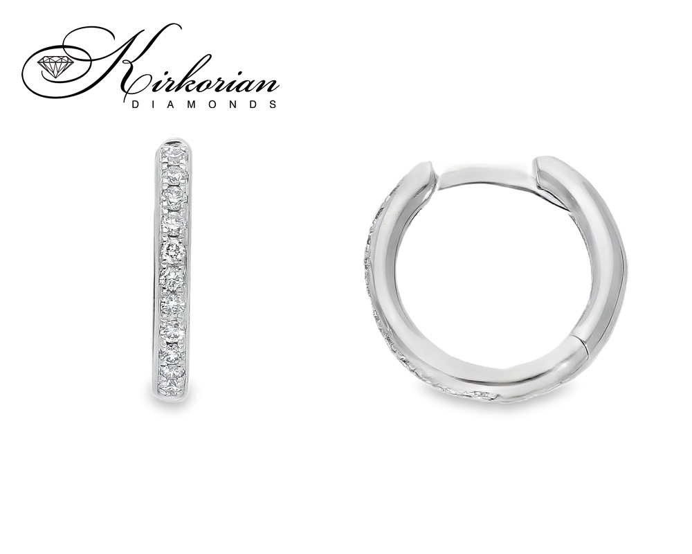 Обеци халки от бяло злато 18k с диаманти 0.18ct – S153454 Обеци халки от бяло злато 18k с диаманти 0.18ct – S153454