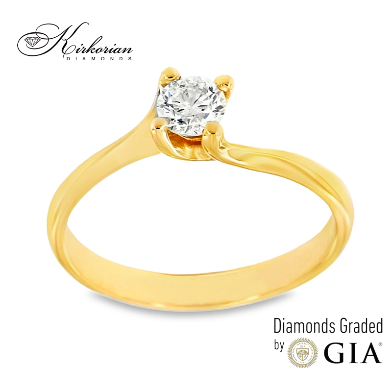 Класически годежен пръстен от жълто злато 14k с диамант 0.40ct GIA F/VS2 G294 Класически годежен пръстен от жълто злато 14k с диамант 0.40ct GIA F/VS2 G294
