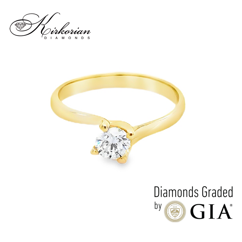 Класически годежен пръстен от жълто злато 14k с диамант 0.40ct GIA F/VS2 G294 Класически годежен пръстен от жълто злато 14k с диамант 0.40ct GIA F/VS2 G294