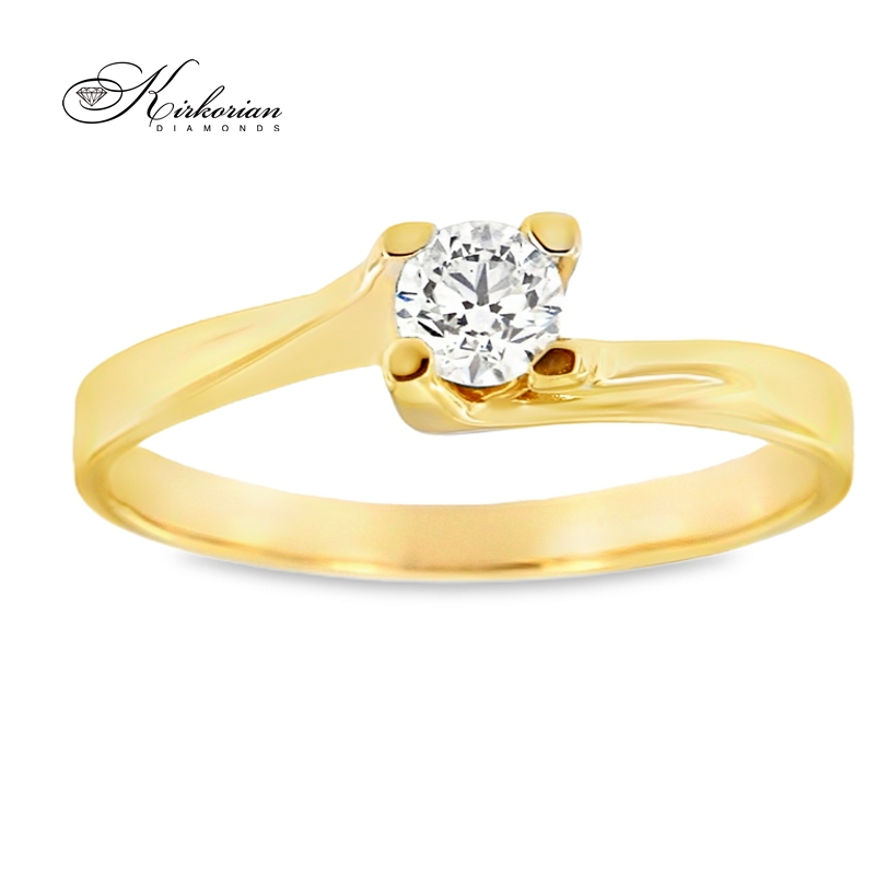 Годежен пръстен с диамант 0.17 ct VS2 от бяло или жълто злато 14К – модел с фин дизайн и KD сертификат