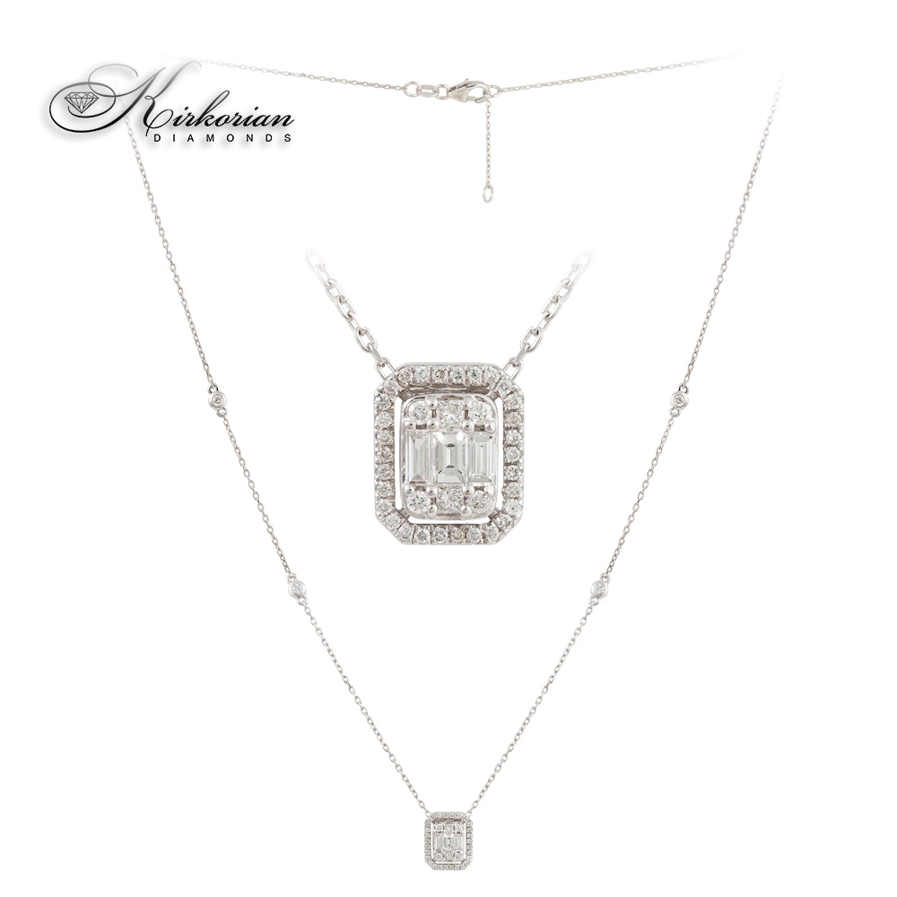 Колие от бяло злато 18k с диаманти 0.42ct – модел IT34 с багет и кръгли диаманти Колие от бяло злато 18k с диаманти 0.42ct – модел IT34 с багет и кръгли диаманти