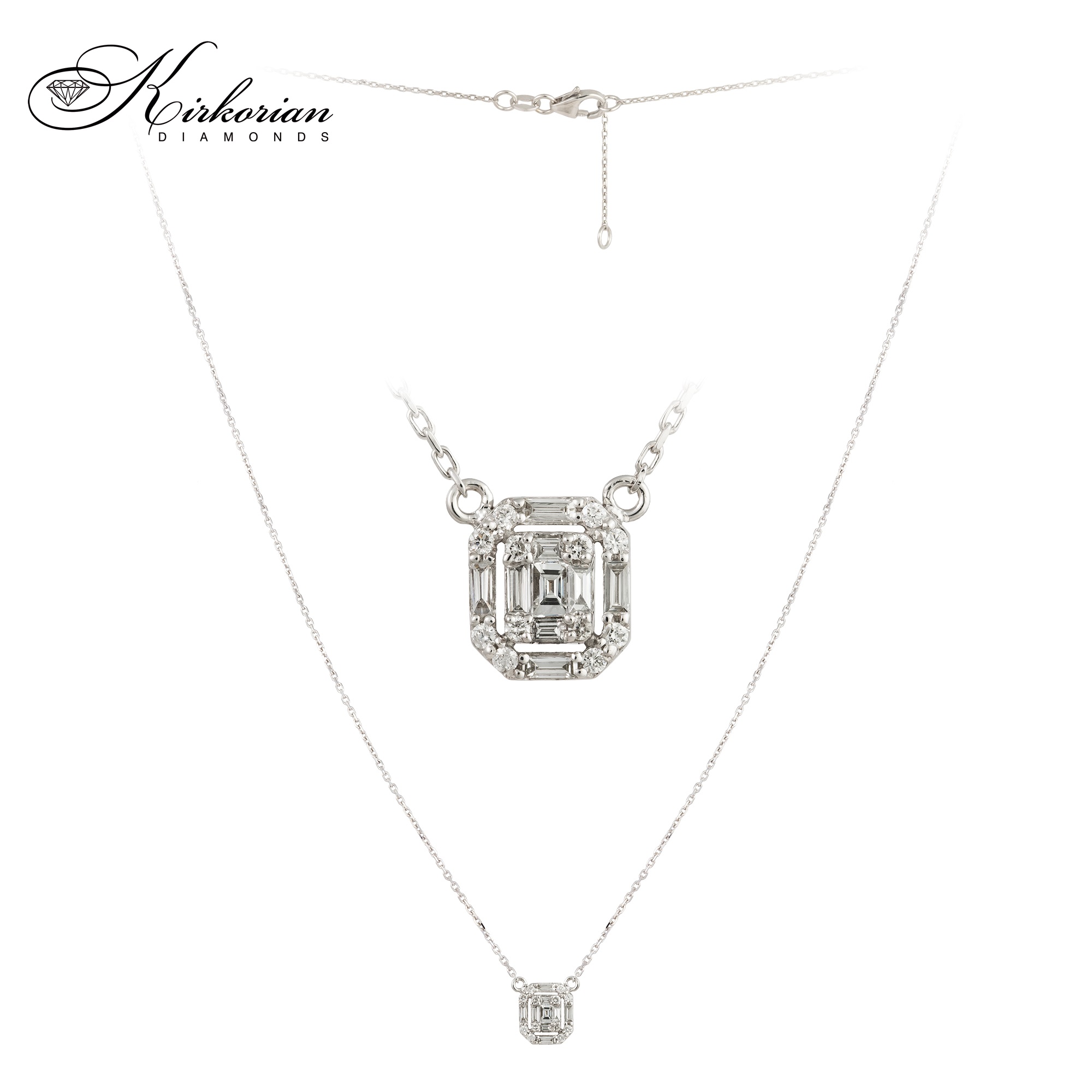 Колие от бяло злато 18k с диаманти 0.27ct – елегантен модел IT40 с кръгли и багет диаманти Колие от бяло злато 18k с диаманти 0.27ct – елегантен модел IT40 с кръгли и багет диаманти