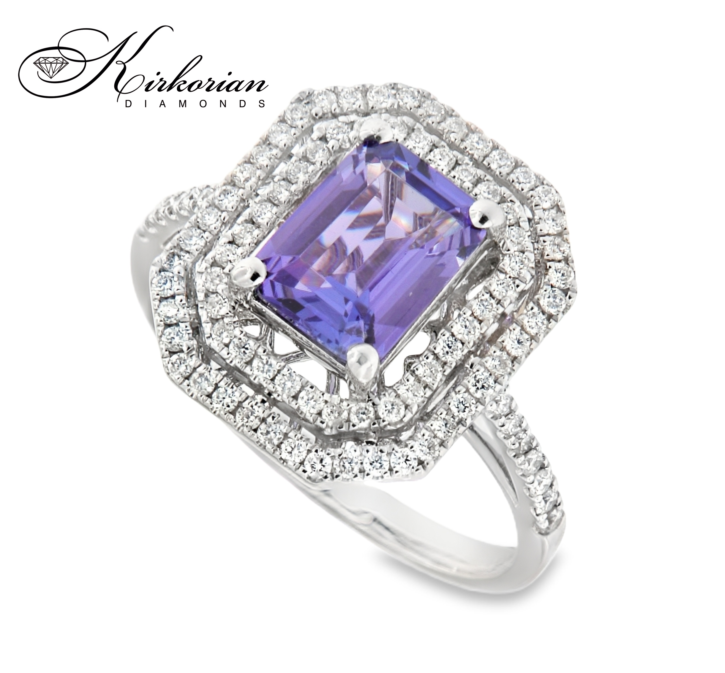 Пръстен от бяло злато 18K с танзанит 1.46ct и диаманти 0.64ct | Размер 54 | Код IT53