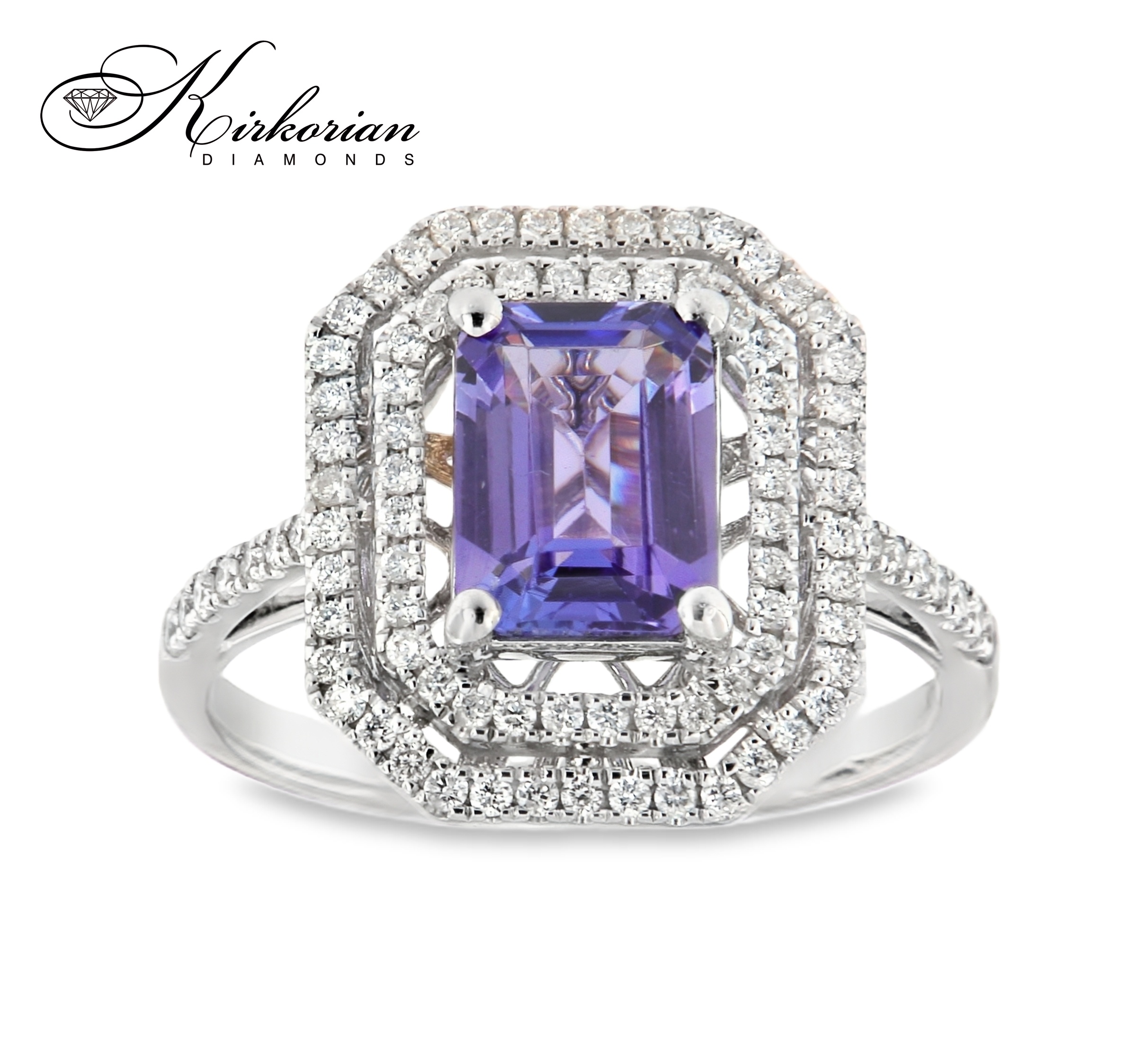Пръстен от бяло злато 18K с танзанит 1.46ct и диаманти 0.64ct | Размер 54 | Код IT53