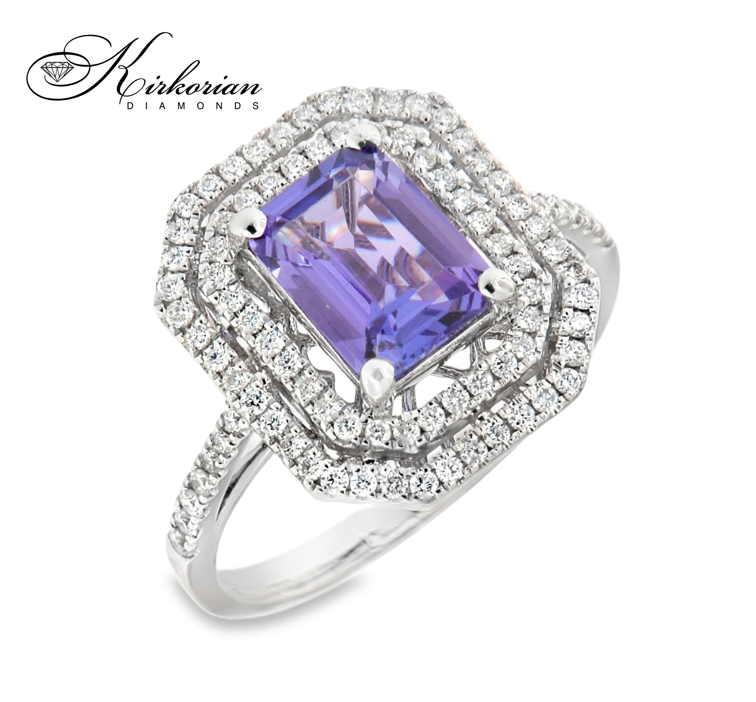 Пръстен от бяло злато 18K с танзанит 1.46ct и диаманти 0.64ct | Размер 54 | Код IT53