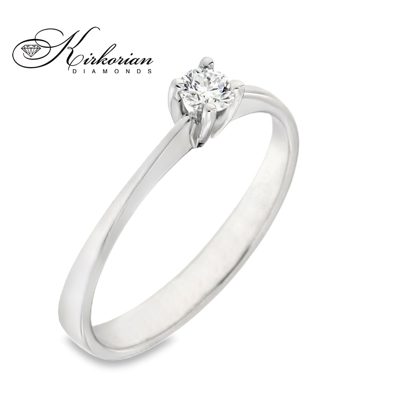 Годежен пръстен от бяло или жълто злато 14К с диамант 0.15 ct – класически модел с фин силует, код: K342