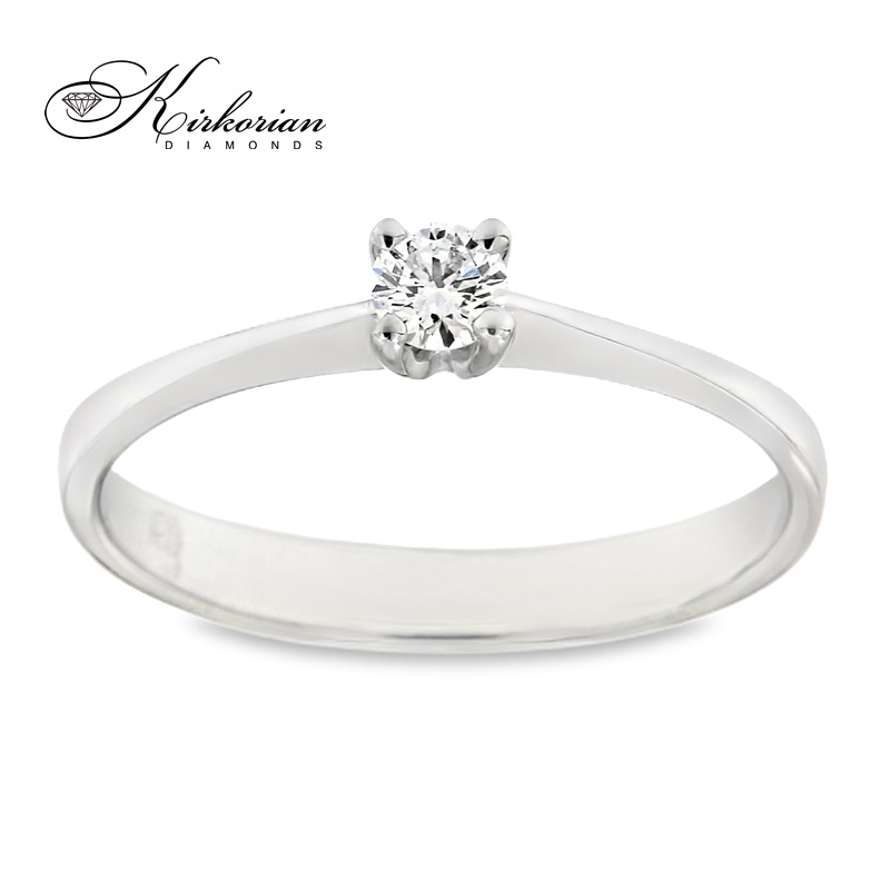 Годежен пръстен от бяло или жълто злато 14К с диамант 0.15 ct – класически модел с фин силует, код: K342