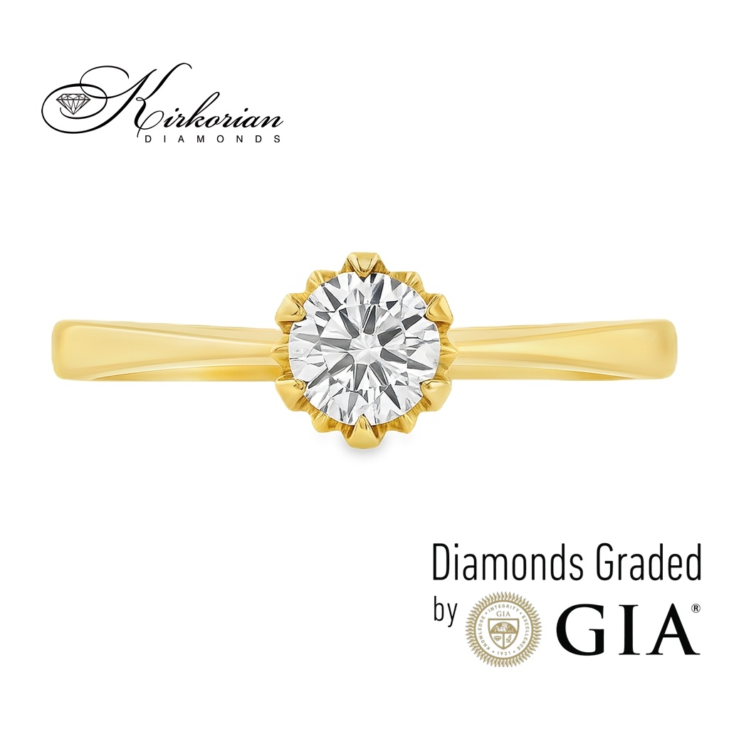 Годежен пръстен с диамант 0.30ct GIA от жълто злато 14к – модел K377G