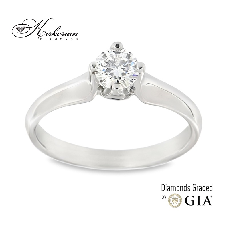 Годежен пръстен от бяло злато 14k с диамант 0.40ct F/VS2 – GIA сертификат – K385 