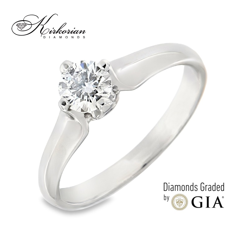 Годежен пръстен от бяло злато 14k с диамант 0.40ct F/VS2 – GIA сертификат – K385 
