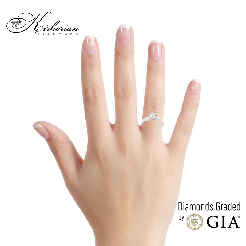 Годежен пръстен от бяло злато 14k с диамант 0.40ct F/VS2 – GIA сертификат – K385 Годежен пръстен от бяло злато 14k с диамант 0.40ct F/VS2 – GIA сертификат – K385