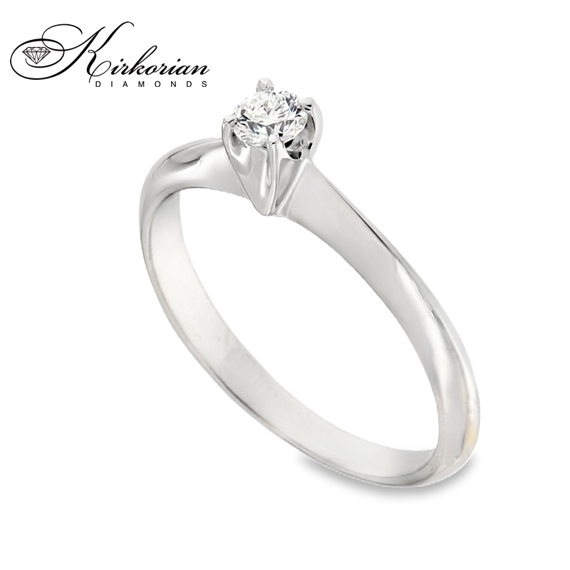 Годежен пръстен от бяло или жълто злато 14К с диамант 0.15 ct – елегантен избор с VS2 чистота, код: K404