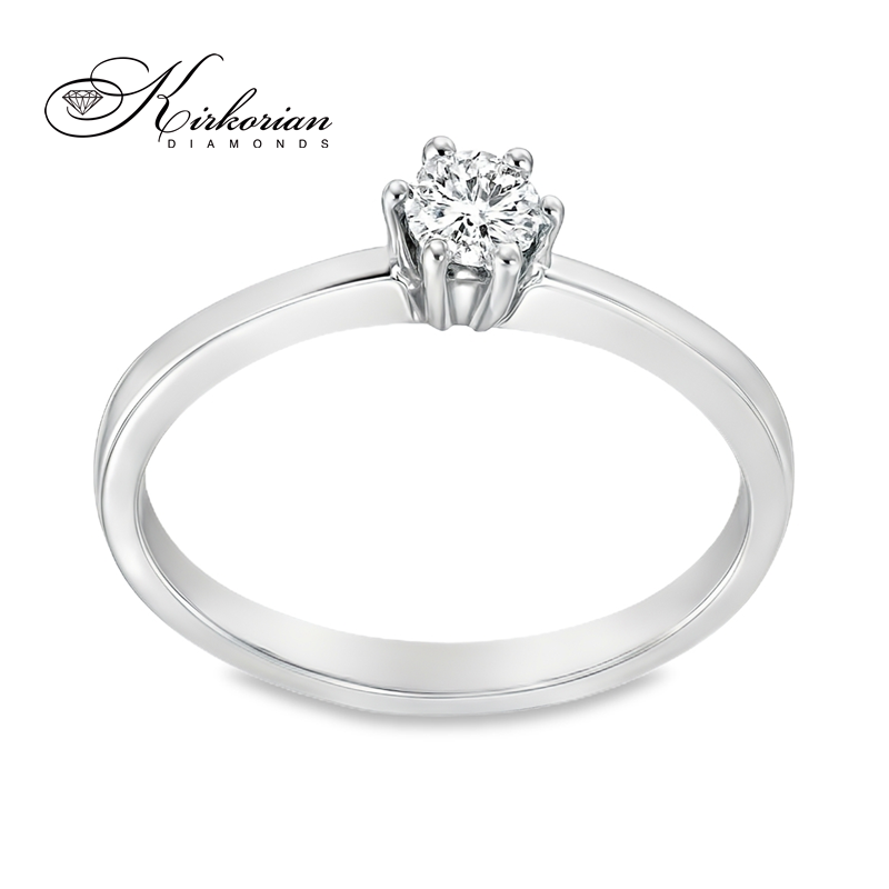 Годежен пръстен от бяло злато 14К с диамант 0.18 ct VS2 F – K475