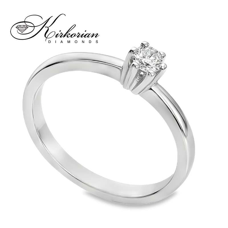 Годежен пръстен от бяло злато 14К с диамант 0.18 ct VS2 F – K475