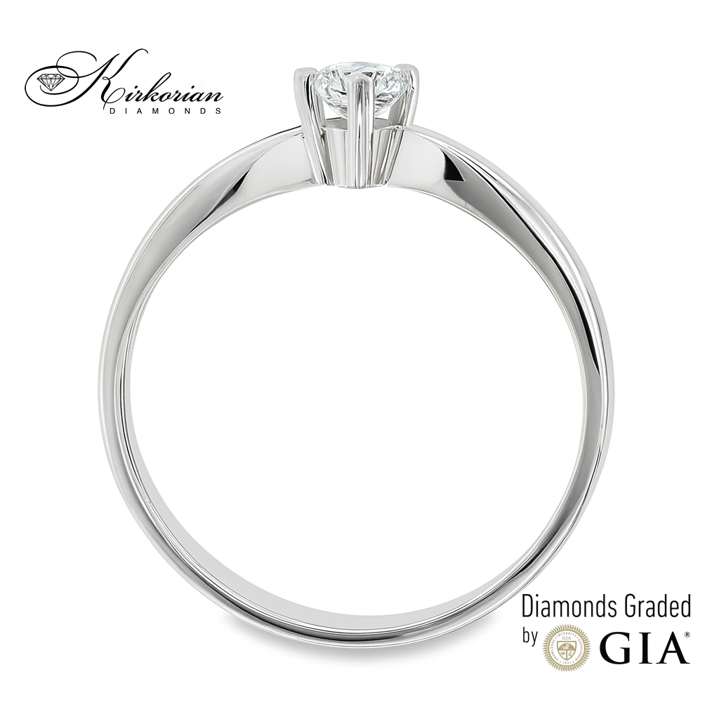Годежен пръстен от бяло злато 14К с диамант 0.25 ct GIA сертификат – Перфектно съотношение цена-качество | Kirkorian Diamonds