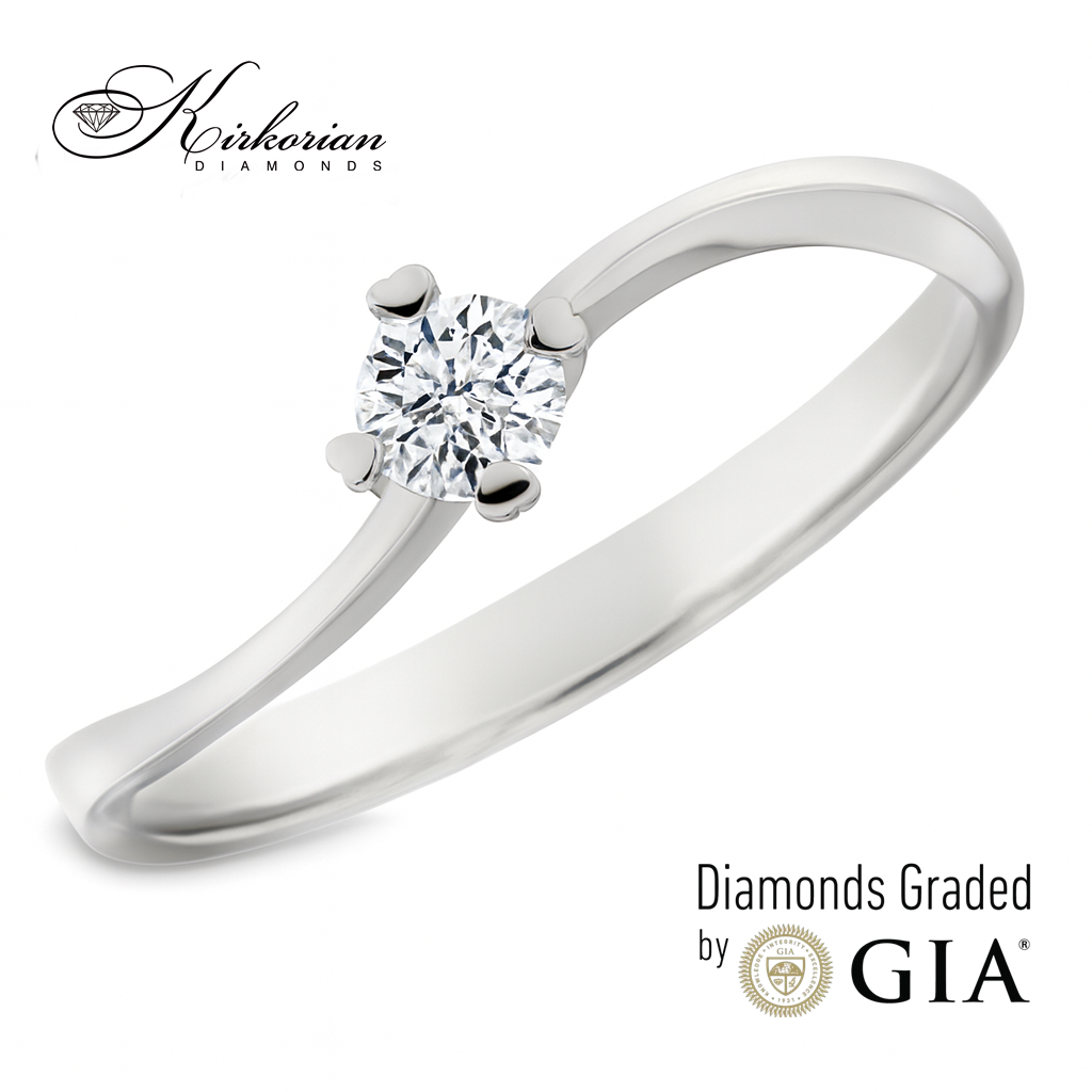 Годежен пръстен от бяло злато 14К с диамант 0.25 ct GIA сертификат – Перфектно съотношение цена-качество | Kirkorian Diamonds