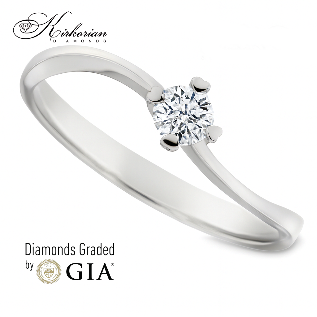 Годежен пръстен от бяло злато 14К с диамант 0.25 ct GIA сертификат – Перфектно съотношение цена-качество | Kirkorian Diamonds
