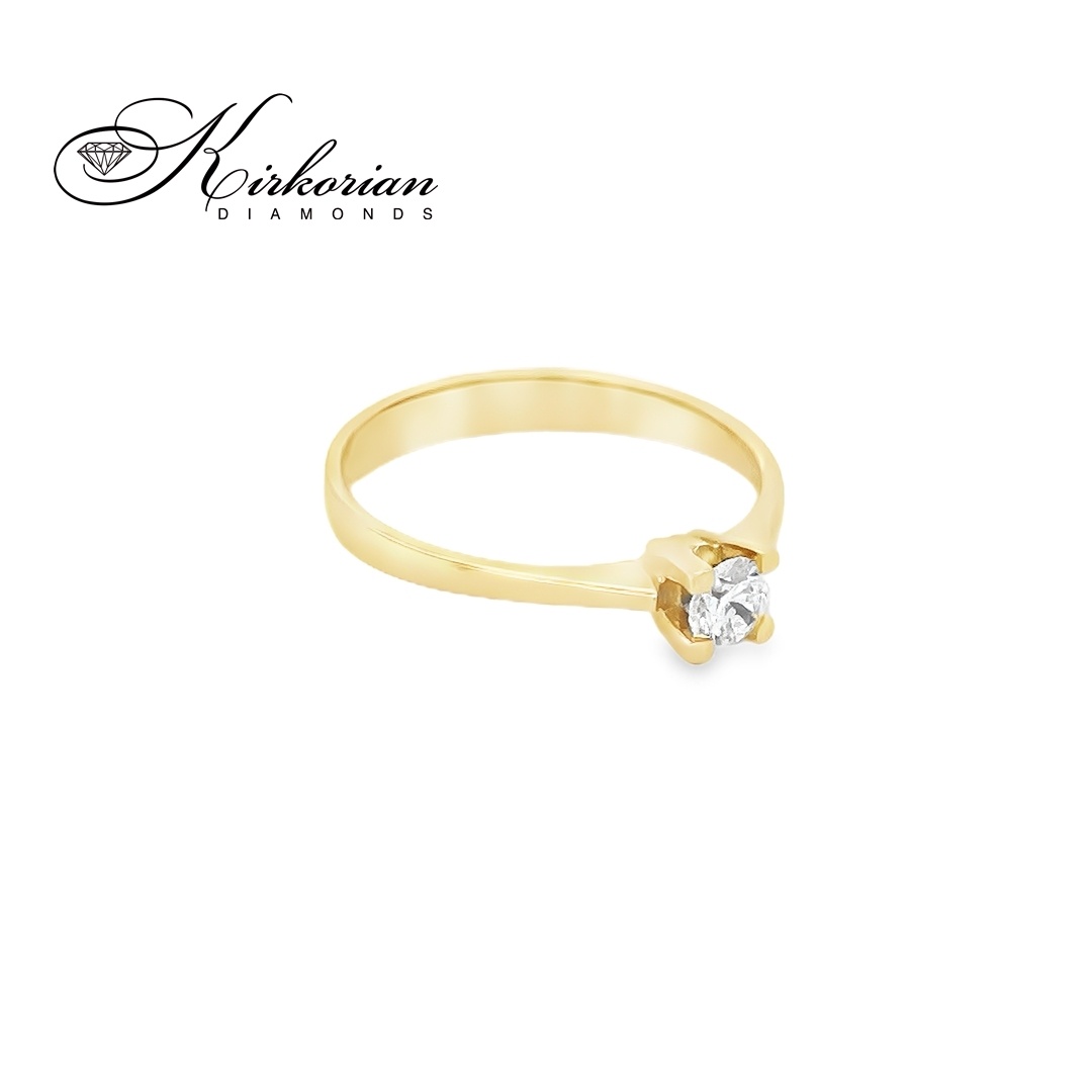 Класически годежен пръстен от жълто злато 14К с диамант 0.235 ct – модел K491 Класически годежен пръстен от жълто злато 14К с диамант 0.235 ct – модел K491