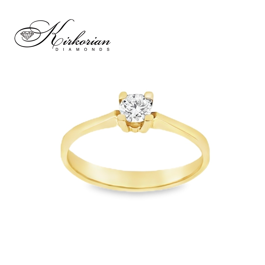 Класически годежен пръстен от жълто злато 14К с диамант 0.235 ct – модел K491 Класически годежен пръстен от жълто злато 14К с диамант 0.235 ct – модел K491