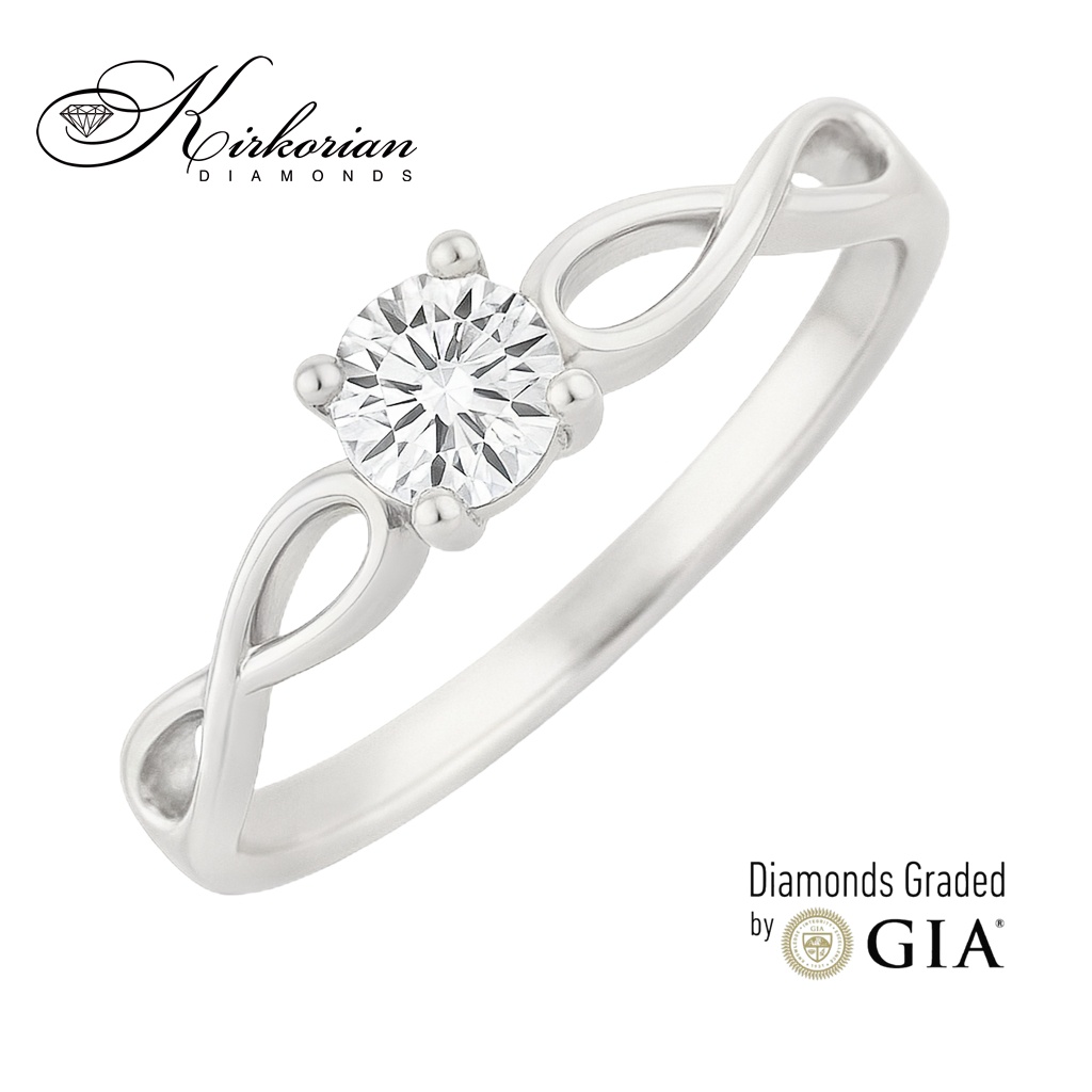 Годежен пръстен от бяло злато 14к с диамант 0.30ct – GIA сертификат – код K575