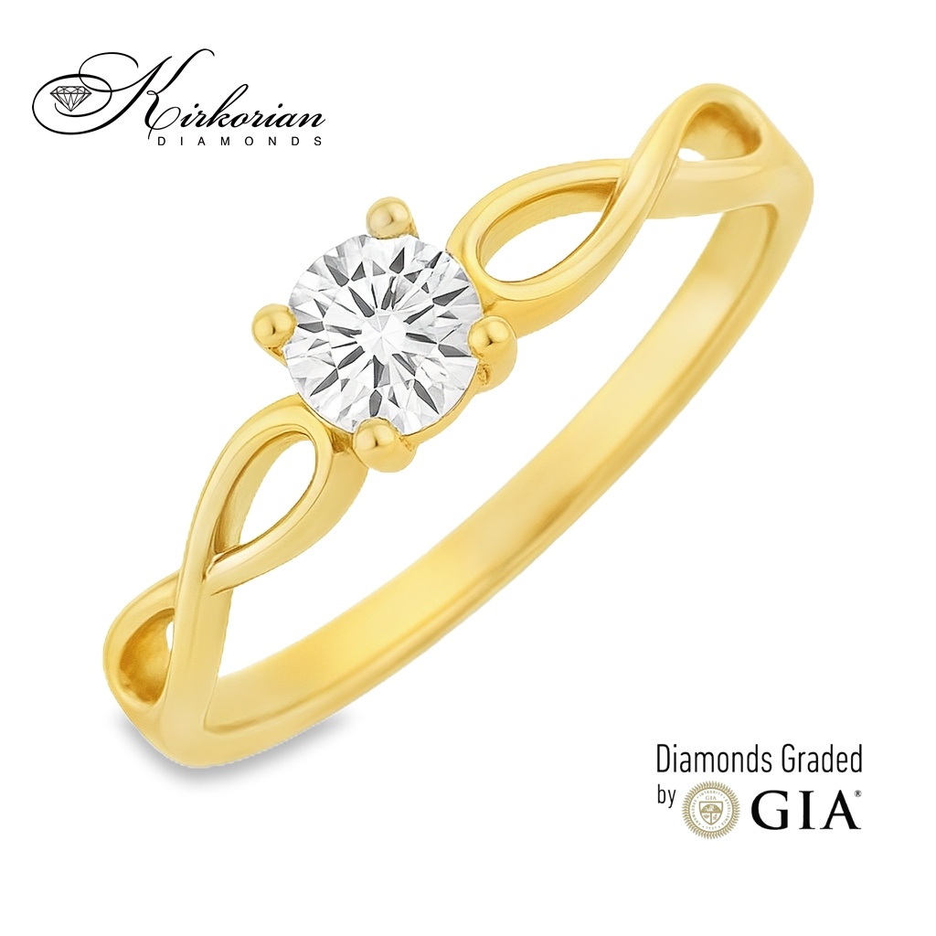 Годежен пръстен от жълто злато 14к с диамант 0.30ct – GIA сертификат – код K575B