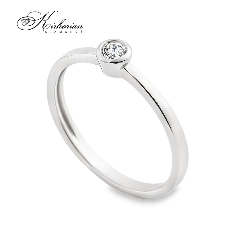 Годежен пръстен с диамант 0.10 ct от бяло злато 14К – минималистичен модел K587