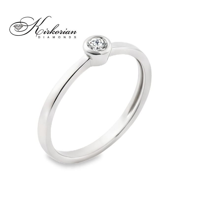 Годежен пръстен с диамант 0.10 ct от бяло злато 14К – минималистичен модел K587