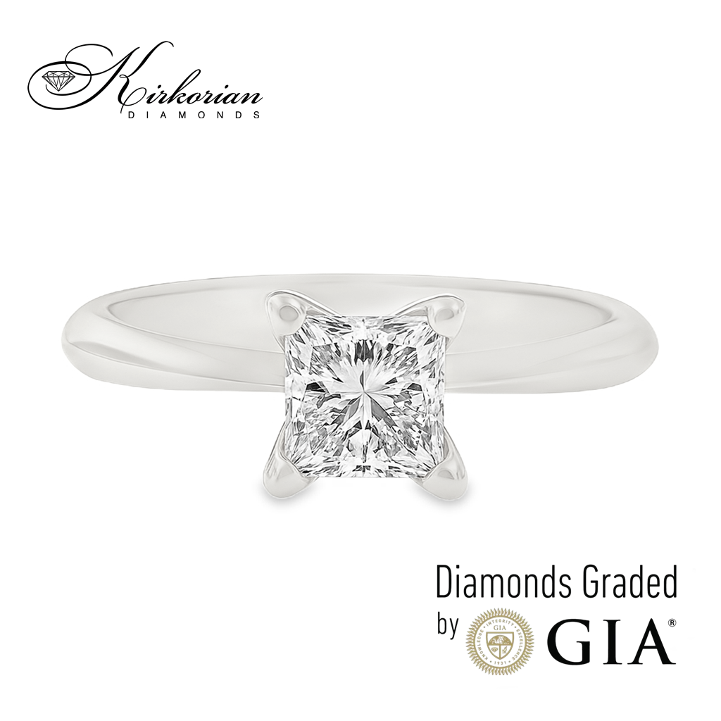 Годежен пръстен от бяло злато с диамант принцес 1.00ct GIA Годежен пръстен от бяло злато с диамант принцес 1.00ct GIA