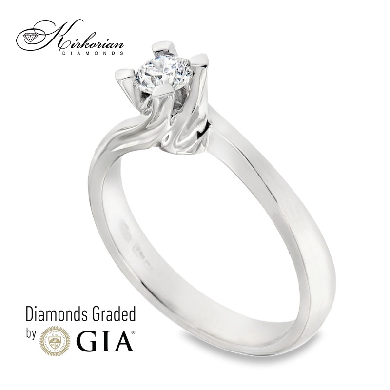 Класически годежен пръстен от бяло злато 18k с диамант 0.30ct GIA сертификат K629