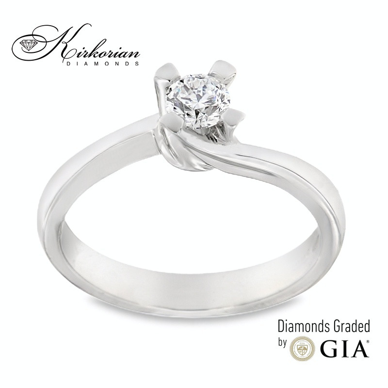 Класически годежен пръстен от бяло злато 18k с диамант 0.30ct GIA сертификат K629