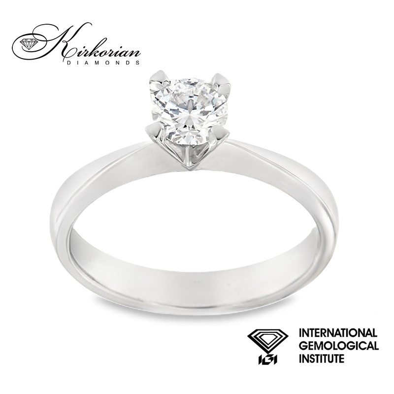Класически годежен пръстен от бяло злато 14k с диамант 0.50ct IGI сертификат K635