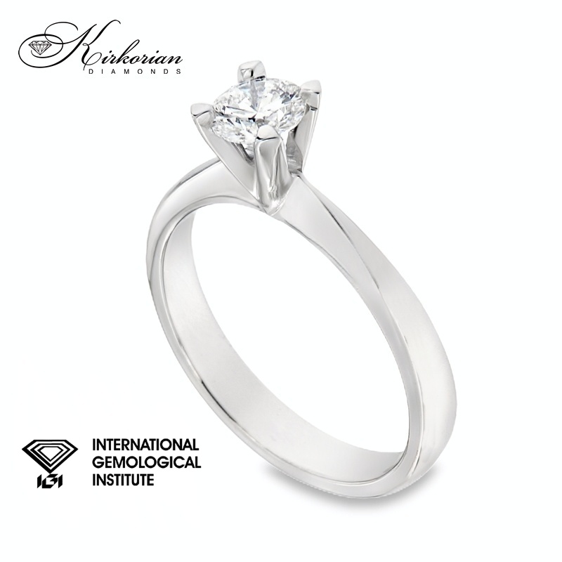 Класически годежен пръстен от бяло злато 14k с диамант 0.50ct IGI сертификат K635