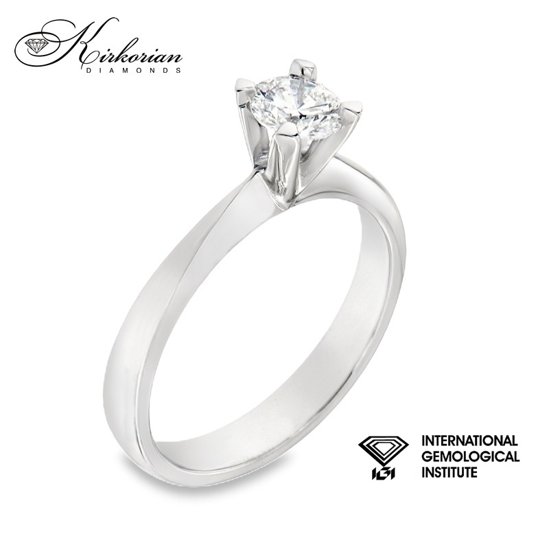 Класически годежен пръстен от бяло злато 14k с диамант 0.50ct IGI сертификат K635