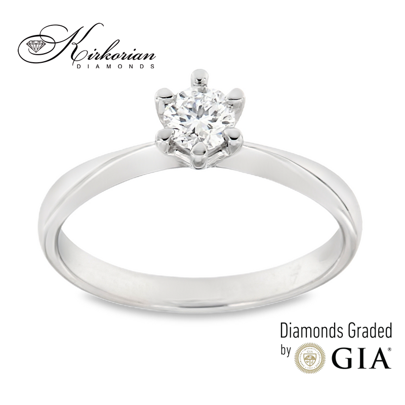 Класически годежен пръстен от бяло злато 18k с диамант 0.30ct GIA D/VVS1 K638