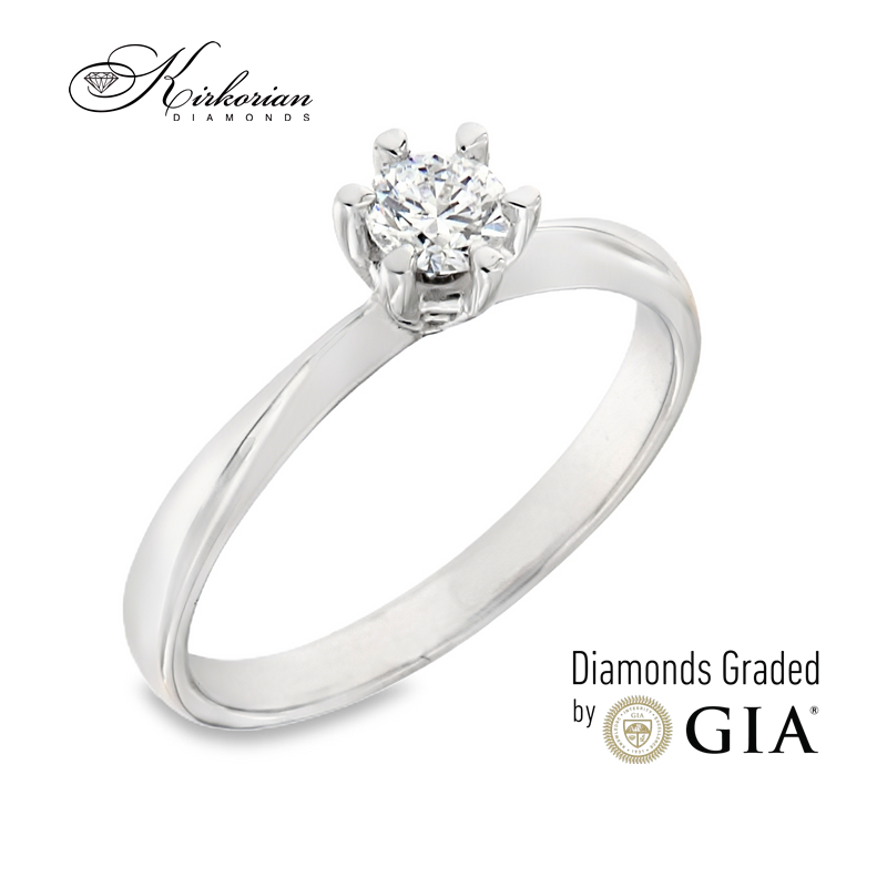 Класически годежен пръстен от бяло злато 18k с диамант 0.30ct GIA D/VVS1 K638 Класически годежен пръстен от бяло злато 18k с диамант 0.30ct GIA D/VVS1 K638