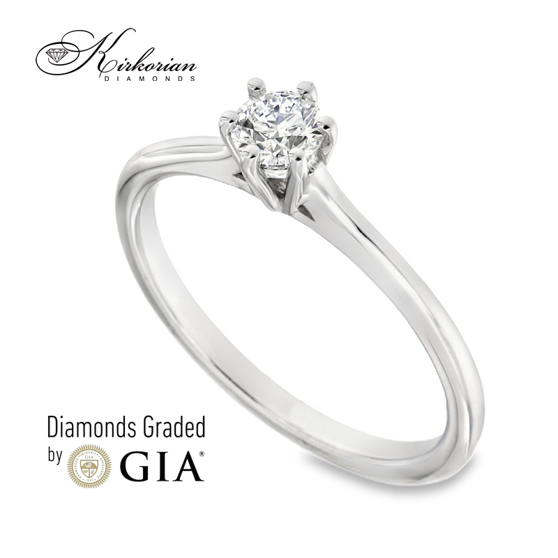 Класически годежен пръстен от бяло злато 14k с диамант 0.30ct GIA D/VVS2 K639 Класически годежен пръстен от бяло злато 14k с диамант 0.30ct GIA D/VVS2 K639