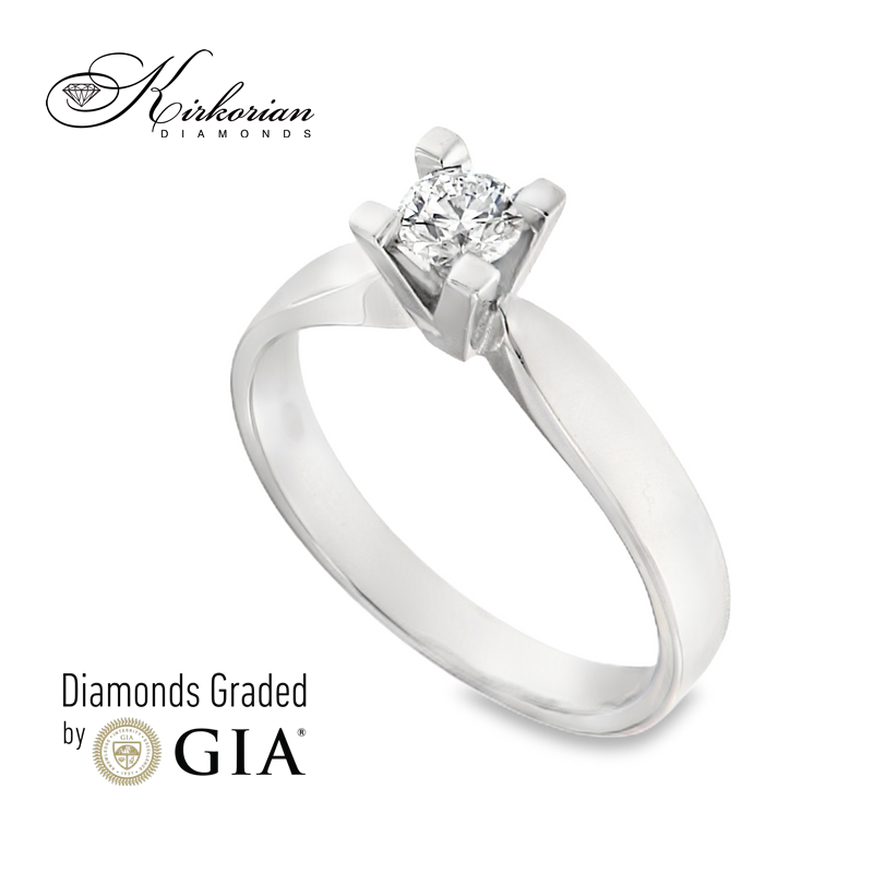 Класически годежен пръстен от бяло злато 18k с диамант 0.30ct GIA сертификат K641