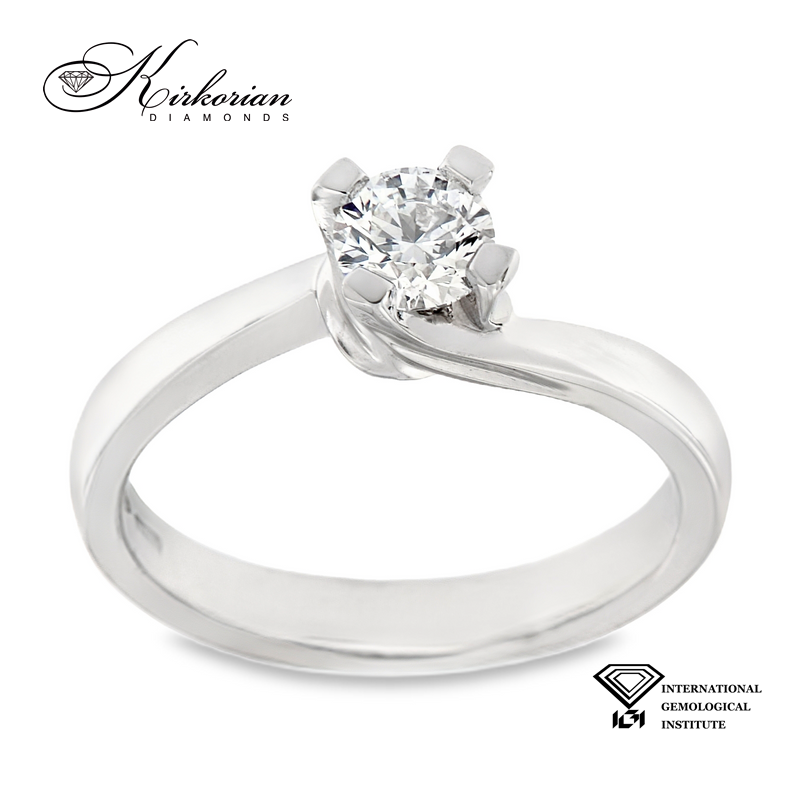 Годежен пръстен от бяло злато 18k с диамант 0.50ct IGI сертификат – модел K642