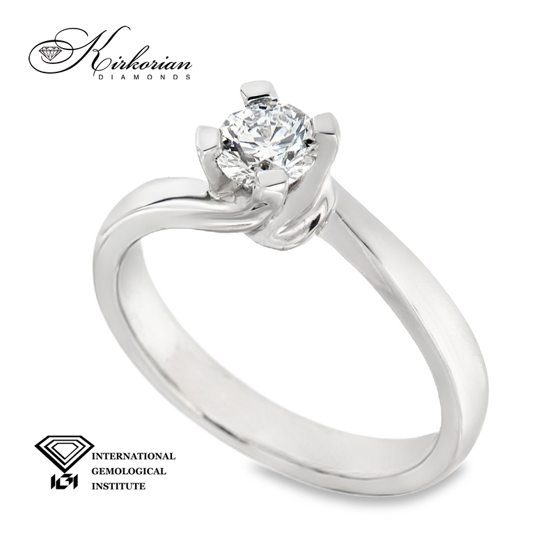 Годежен пръстен от бяло злато 18k с диамант 0.50ct IGI сертификат – модел K642