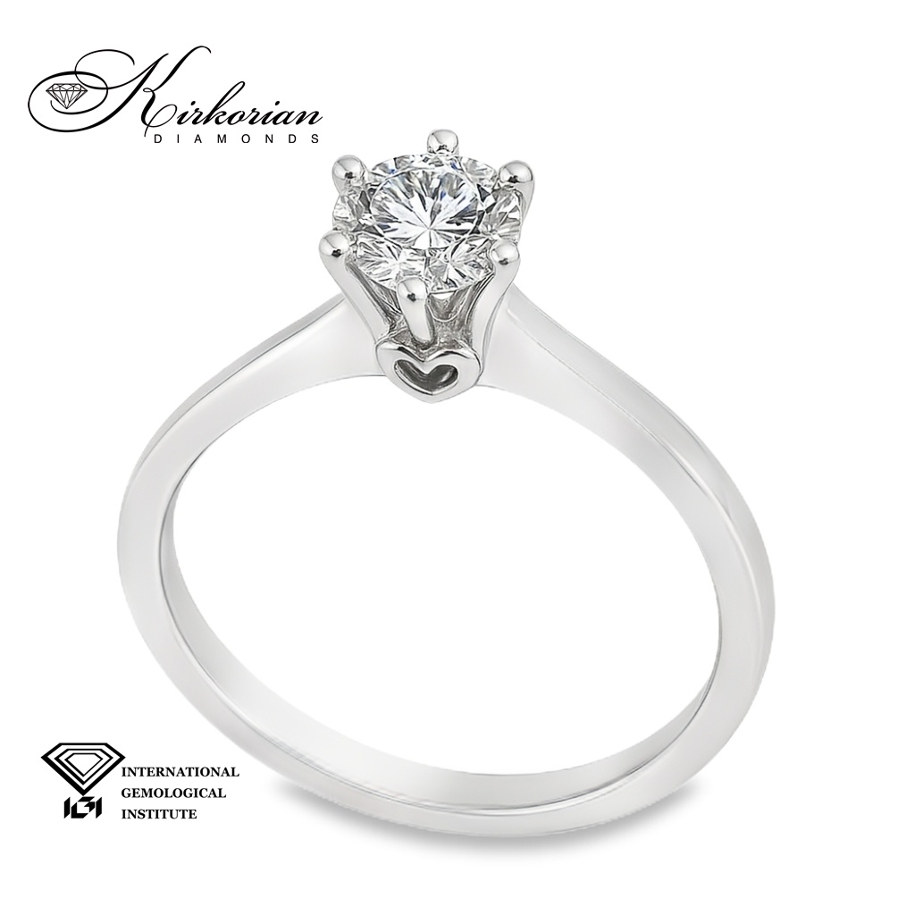 Класически годежен пръстен от бяло злато 18k с диамант 0.50ct IGI сертификат K643 Класически годежен пръстен от бяло злато 18k с диамант 0.50ct IGI сертификат K643