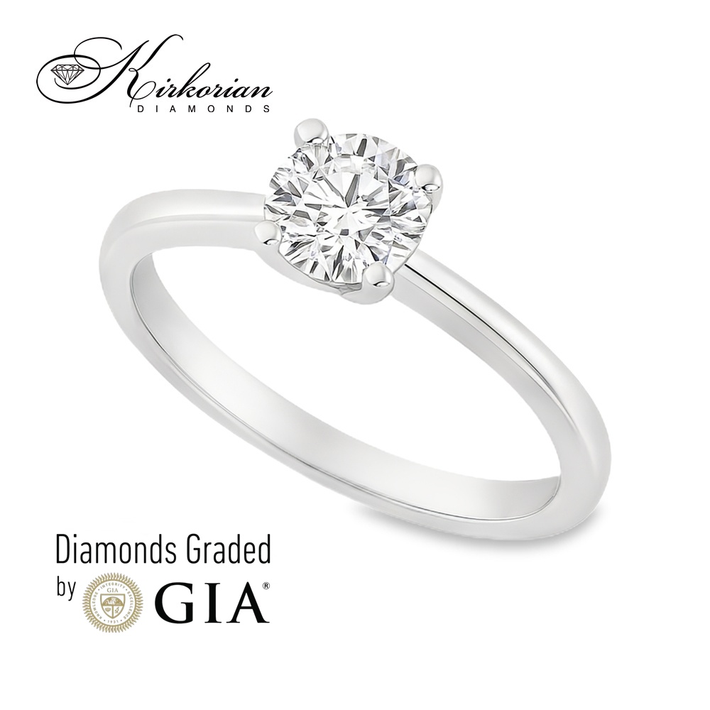Класически годежен пръстен с 0.50ct GIA диамант | 18K бяло злато