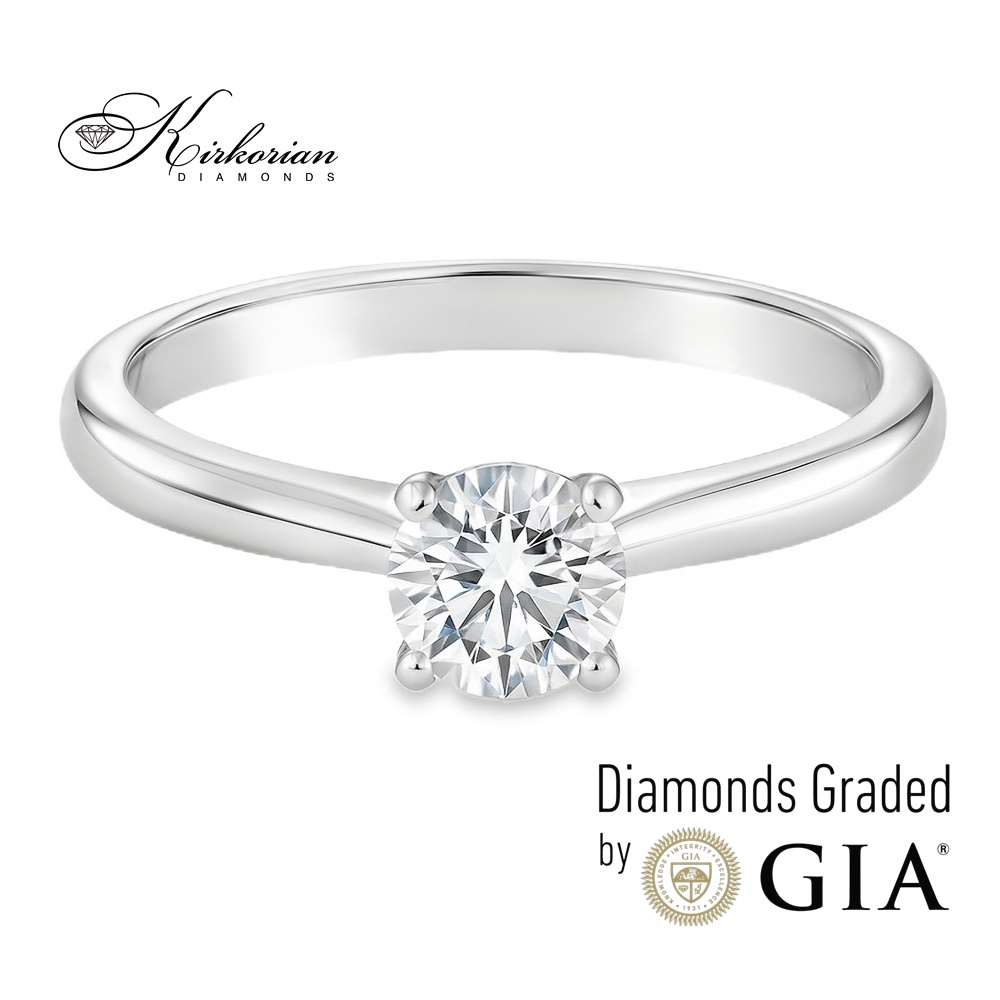 Класически годежен пръстен с 0.50ct GIA диамант | 18K бяло злато