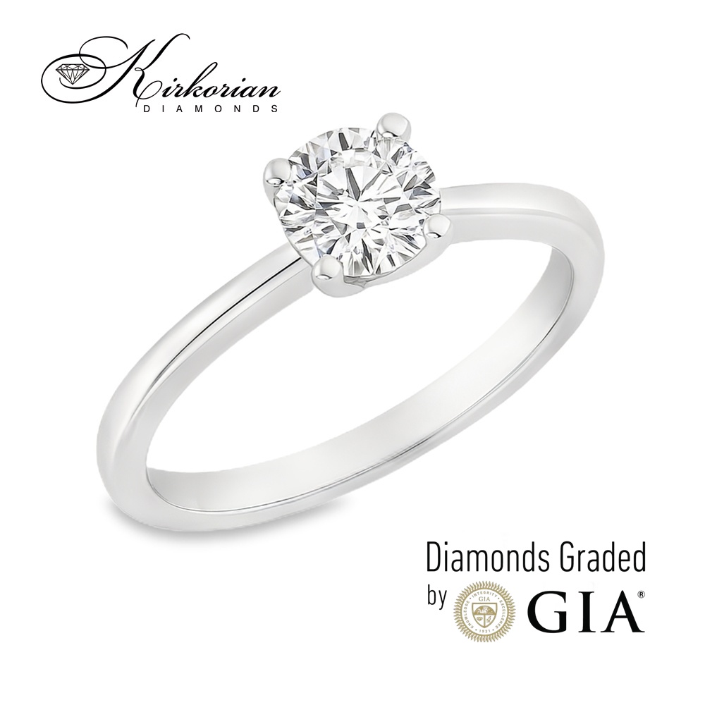 Класически годежен пръстен с 0.50ct GIA диамант | 18K бяло злато