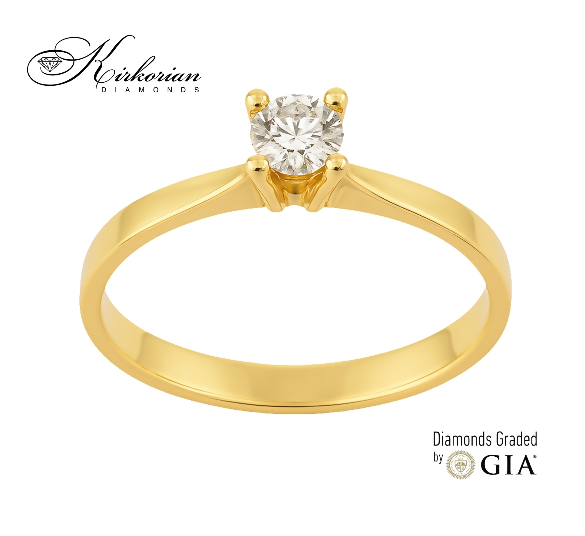 Годежен пръстен K648 от жълто злато 14k с диамант 0.30ct E/VS1 GIA 