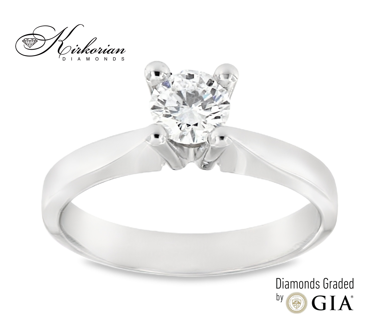Елегантен годежен пръстен от бяло злато 18k с диамант 0.50ct E/VS2 GIA – код K649
