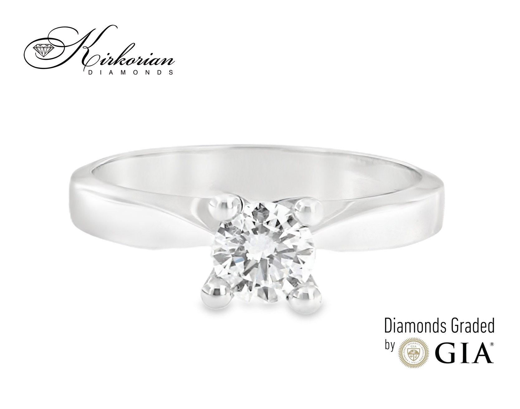 Елегантен годежен пръстен от бяло злато 18k с диамант 0.50ct E/VS2 GIA – код K649