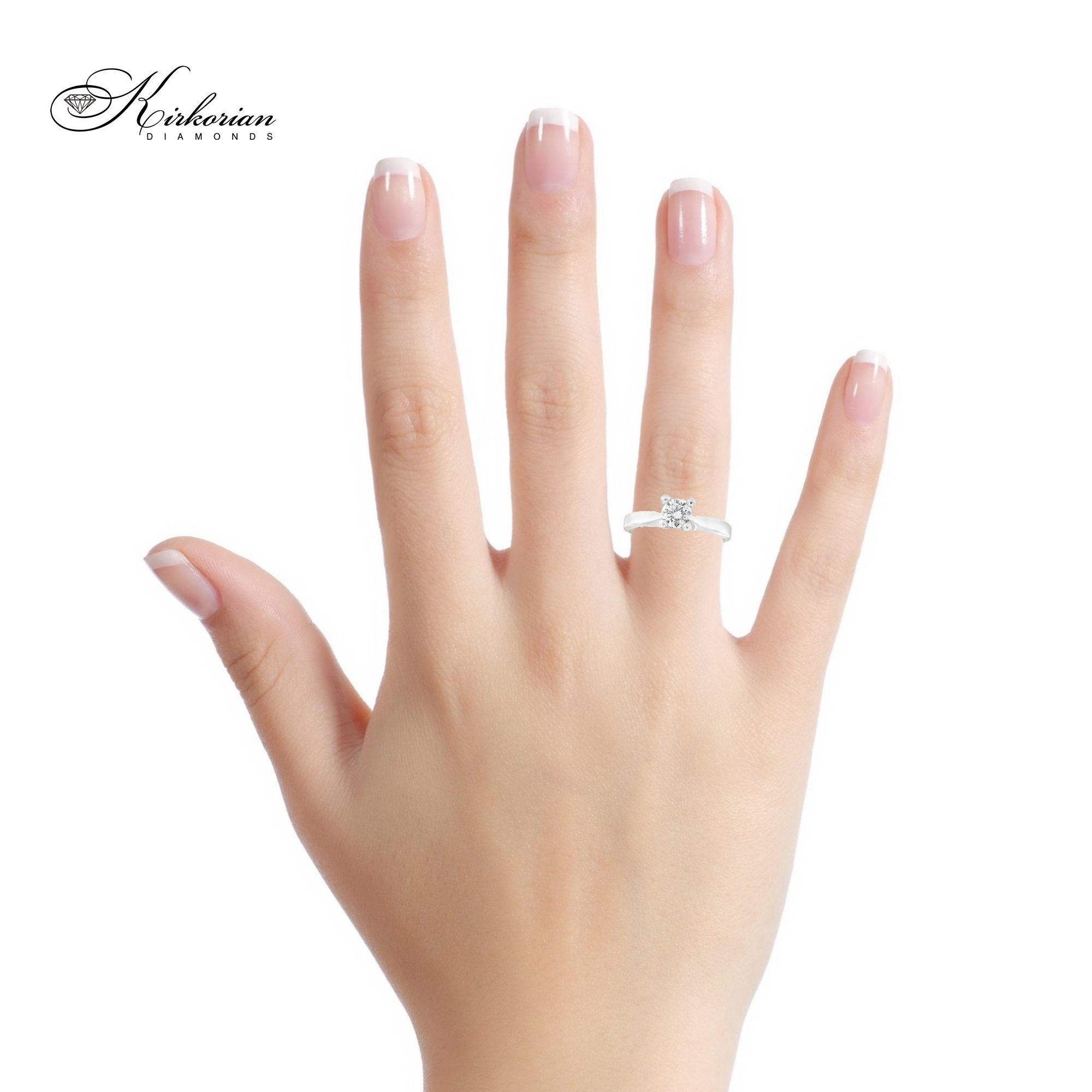Елегантен годежен пръстен от бяло злато 18k с диамант 0.50ct E/VS2 GIA – код K649